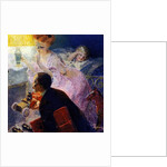 Christmas night: parents hide toys to prepare a surprise for their little daughter. 1907. by Rene Lelong