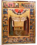 Saints Zosimus and Sabbatheus of Solovetsk with scenes from their lives, 18th century by School Russian