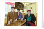 Three Men in a Pub, 1984 by Gillian Lawson