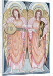 Two angels playing instruments, 1995 by Gillian Lawson