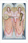 Two angels playing instruments, 1995 by Gillian Lawson