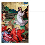 Jesus praying in the gardenof Gethsemane after the Last Supper, while the disciples sleep by Martin Schongauer