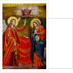 Painting in the Greek orthodox church of the Annunciation, Nazareth, Israel, The Annunciation, 2018 by Anonymous