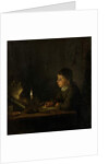 Boy Drawing by Candlelight by Godfried Schalken or Schalcken