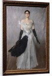 Portrait of a lady in white with gloves and fan, 1889 by Giovanni Boldini