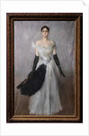 Portrait of a lady in white with gloves and fan, 1889 by Giovanni Boldini