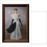 Portrait of a lady in white with gloves and fan, 1889 by Giovanni Boldini