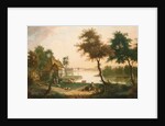 Extensive river landscape with a drover by George of Chichester Smith