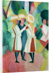 Three girls in yellow straw hats, 1913 by August Macke