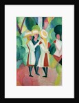 Three girls in yellow straw hats, 1913 by August Macke
