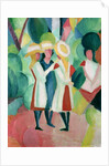 Three girls in yellow straw hats, 1913 by August Macke