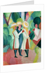 Three girls in yellow straw hats, 1913 by August Macke