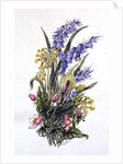 Bluebell posy with cowslips, dogroses and lily by Nell Hill