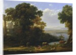 Classical river scene with a view of a town by Claude Lorrain