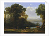 Classical river scene with a view of a town by Claude Lorrain