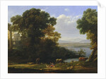 Classical river scene with a view of a town by Claude Lorrain