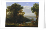 Classical river scene with a view of a town by Claude Lorrain