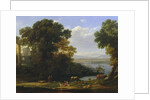 Classical river scene with a view of a town by Claude Lorrain