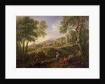 Classical landscape with figures and ruins by Jan Frans van Bloemen