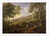 Classical landscape with figures and ruins by Jan Frans van Bloemen