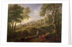Classical landscape with figures and ruins by Jan Frans van Bloemen