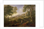 Classical landscape with figures and ruins by Jan Frans van Bloemen