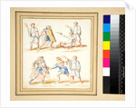 Copy of a mosaic of a Fight between a secutor and a retiariu by Pietro Santi Bartoli