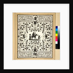 Copy of a mosaic pavement, black on white, Pavimento di Bacco del Palazzo di Augusto by Pietro Santi Bartoli