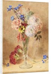 Flowers in a glass vase by William Henry Hunt