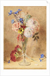 Flowers in a glass vase by William Henry Hunt