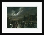 Moonlight Scene with Skaters by Dutch School