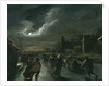 Moonlight Scene with Skaters by Dutch School