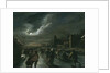 Moonlight Scene with Skaters by Dutch School
