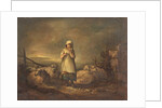 Gloucestershire Girl keeping Sheep by Thomas Barker