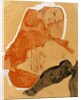 Girl in Red Robe and Black Stockings, 1911 by Egon Schiele