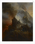 The Vesuvius Erupting, the Artist and His Father, Carle Vernet, in the Foreground., c. 1822 by Emile Jean Horace Vernet