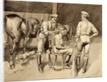 A Haircut in a Cavalry Stable, c.1893 by Frederic Remington