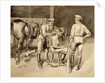 A Haircut in a Cavalry Stable, c.1893 by Frederic Remington