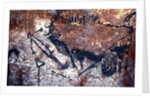 Prehistoric art: Scene of the Well: a man with a bird head and seems to fall or being pushed by a bison by Prehistoric Prehistoric
