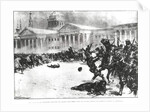 First Blood in the Revolution: Repulsing the Strikers with Sword, Whip and Gunshot opposite the Admiralty Building, St. Petersburg, 1905 by H.W. Kockkock