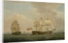 A Merchantman in Two Positions off the South Coast by Thomas Whitcombe