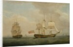A Merchantman in Two Positions off the South Coast by Thomas Whitcombe