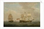 A Merchantman in Two Positions off the South Coast by Thomas Whitcombe