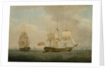 A Merchantman in Two Positions off the South Coast by Thomas Whitcombe