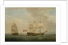 A Merchantman in Two Positions off the South Coast by Thomas Whitcombe