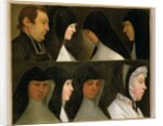 Study of Nuns, a Novice and an Abbot by German School