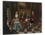 Portrait of a family in an interior, thought to be the Roubel family, 1750s by English School