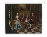 Portrait of a family in an interior, thought to be the Roubel family, 1750s by English School