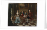 Portrait of a family in an interior, thought to be the Roubel family, 1750s by English School
