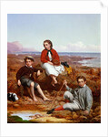 Florence, Arthur and Charles Moore on a sea-shore, 1868 by William Crosby